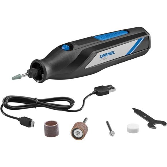 Cordless Rotary Tool Kit -Includes 4V Li-ion Battery & 5 Rotary Tool Accessories - Picture 1 of 6